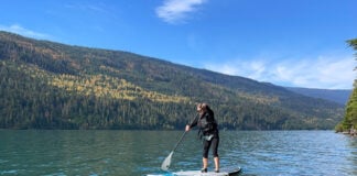 Brenna Kelly paddles the NRS Jukdo inflatable paddleboard