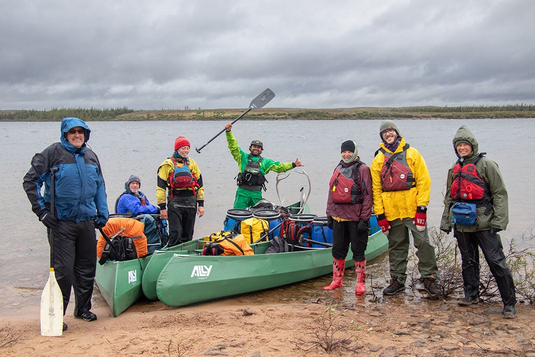 Left to right: Ken, Stuart, Wendy, Colin, Louise, Marcus and Kim—cold but not dissuaded