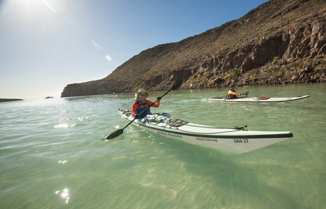 Kayaking on the water around Isla Espiritu Santo near Loreto.