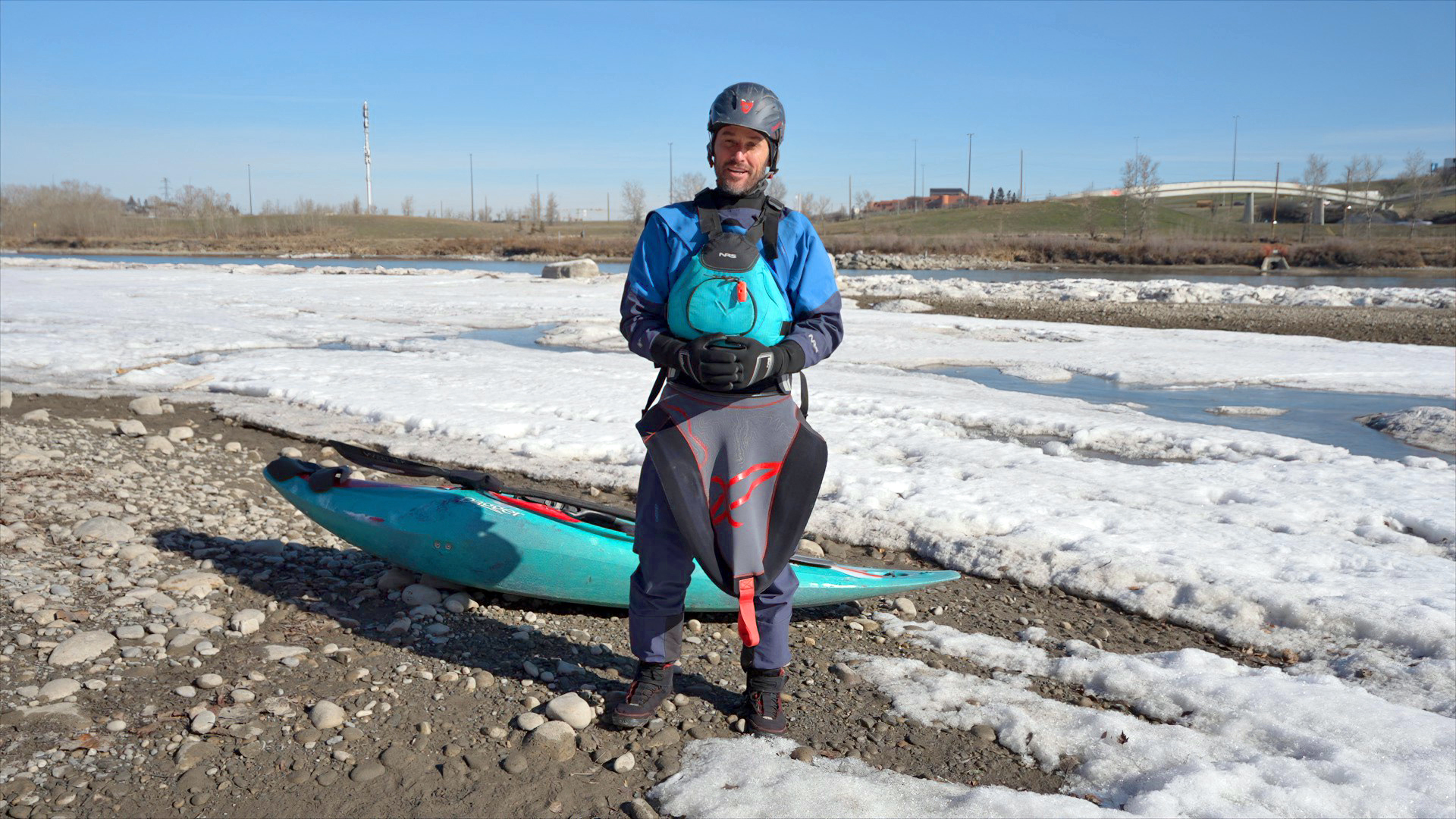 Simon Coward of AQ Outdoors dressed in the gear for cold water success.