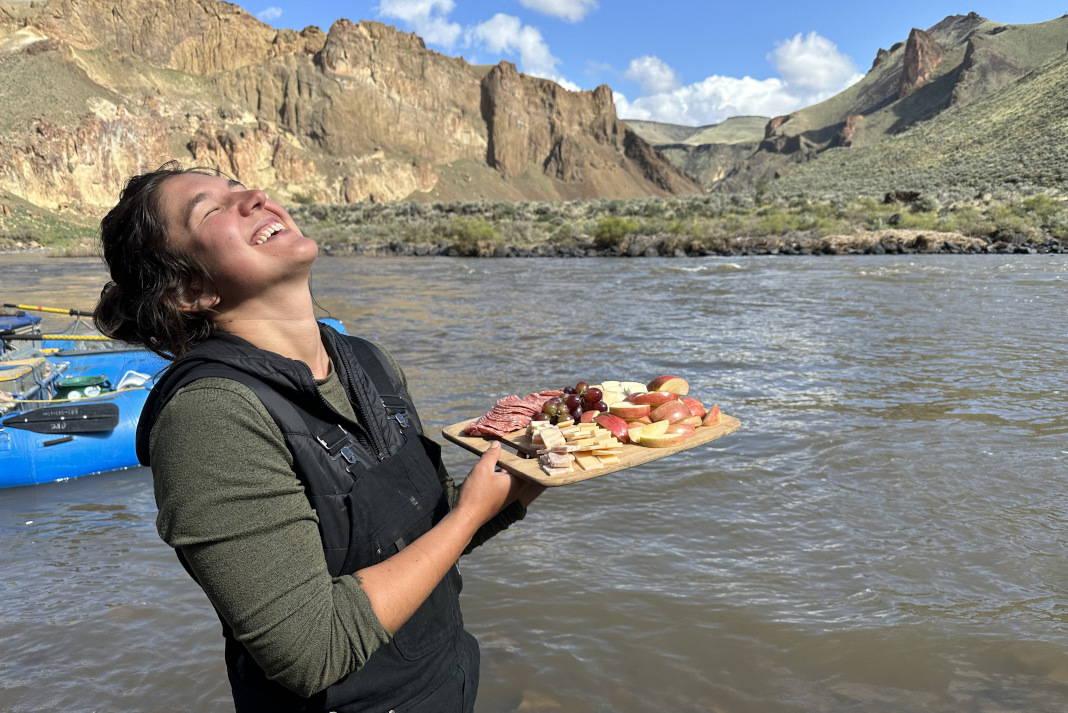 Meal at camp on a desert river.