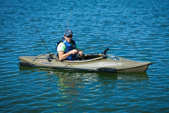 man fishes from the Sun Dolphin Excursion 10 kayak
