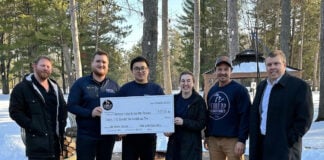 Left to Right: Joe Lorenz, Dr. David Cannon Assistant Research Scientist, Dr. Yi Hong, Assistant Research Scientist, Melissa Mattwig, Earth System Modeler of CIGLR, Kwin Morris and Jeff Guy