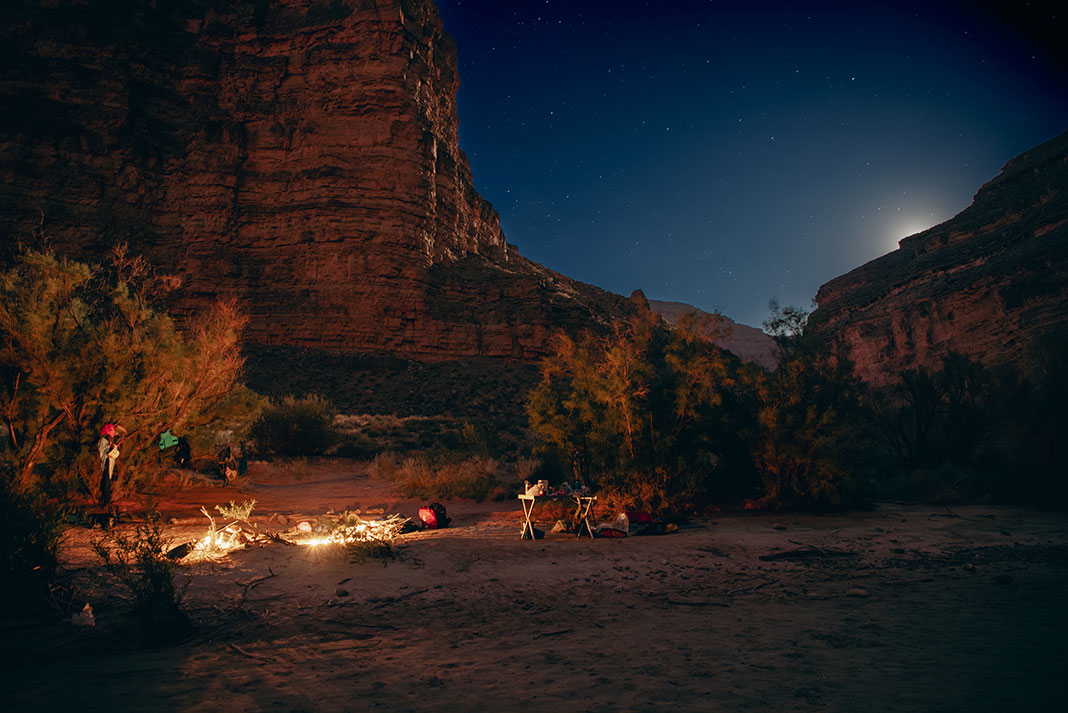 a nighttime camp site along the San Juan River