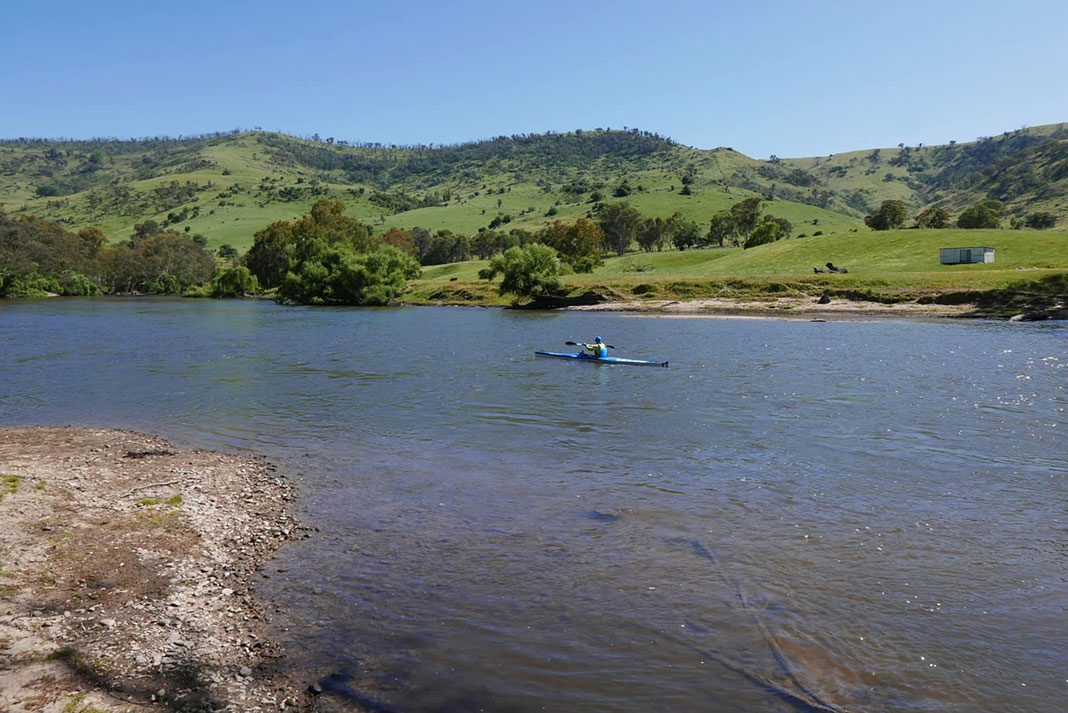 Man paddles down Australia's Murray River as part of a speed record attempt