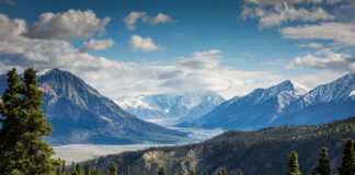 beautiful view of a northern BC mountain and river landscape, perfect for the canoe trip of a lifetime