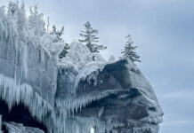 Winter paddling on Lake Superior.