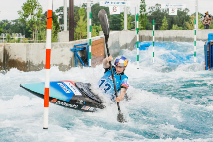 Evy Leibfarth on the Montgomery course set to host U.S. Olympic Team Trials.