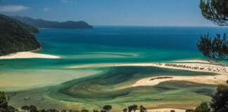 colorful waters of Abel Tasman National Park in New Zealand