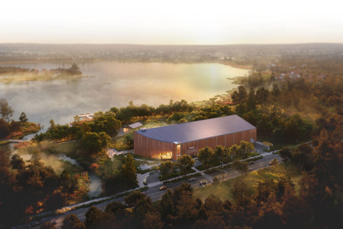 rendering of the exterior of the new Canadian Canoe Museum