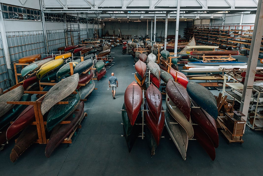 interior view of canoe storage at the old Canadian Canoe Museum