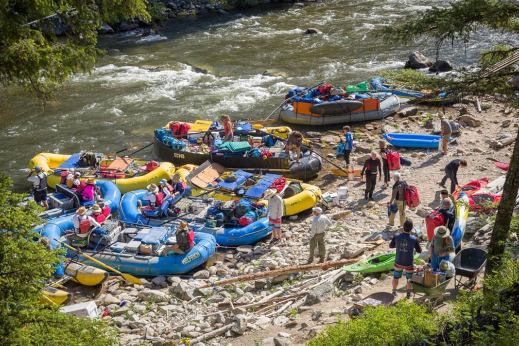 Guests and guides on an outfitted river trip.