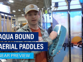 Brian Boyea, VP of Sales and Marketing at Aqua Bound demonstrates their new Aerial paddles