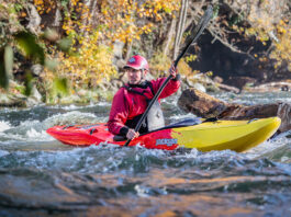 man paddles the new Jackson Kayak Flow creek boat