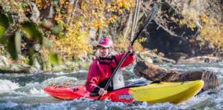 man paddles the new Jackson Kayak Flow creek boat