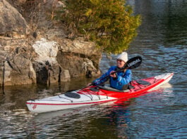 woman paddling the Norse Kayaks Ask touring kayak