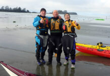 Ross Turner, center, with instructors Yves Aquin and Patti Stevens