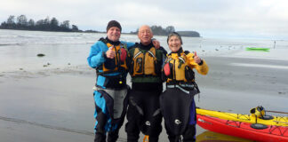 Ross Turner, center, with instructors Yves Aquin and Patti Stevens