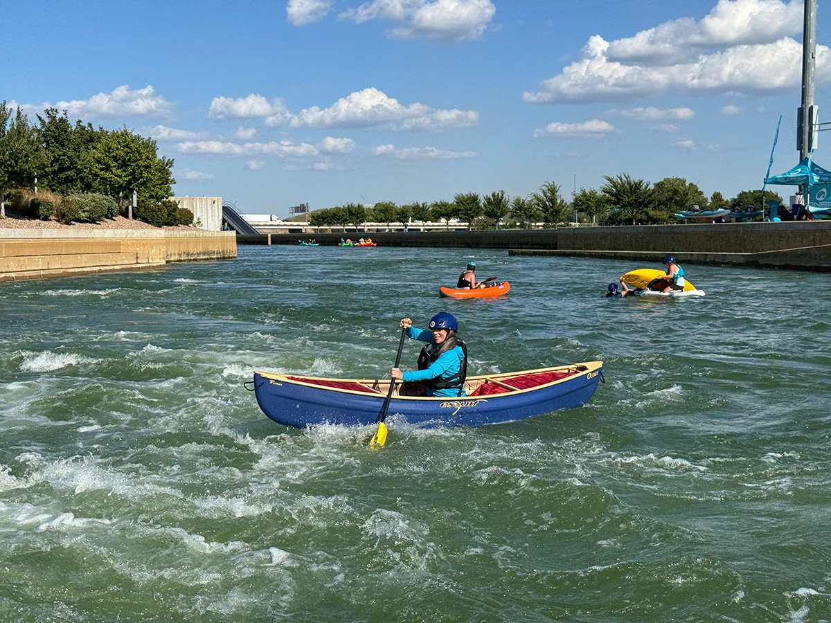 Lili Colby of Mustang Survival paddles the new Esquif Ocoee at the Paddlesports Trade Coalition Colab in Oklahoma City. | Photo: Kaydi Pyette