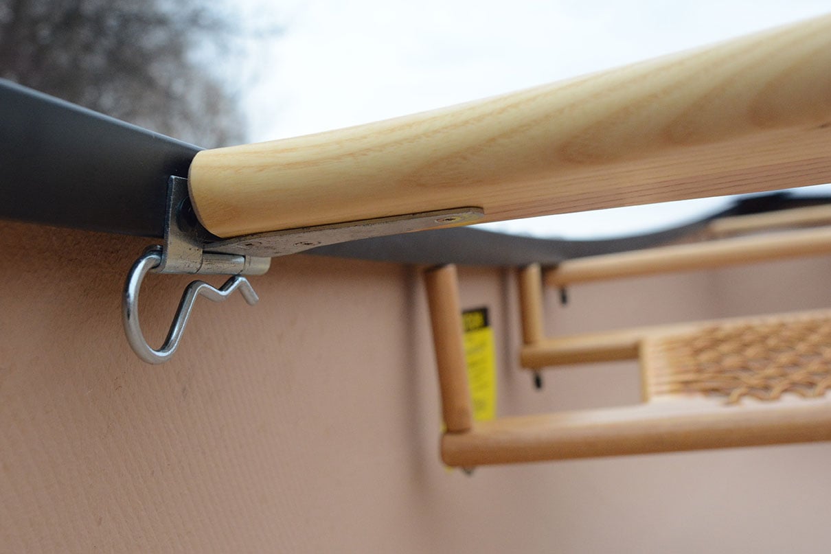 detail photo of removable yoke on the Nova Craft Prospector 14 canoe