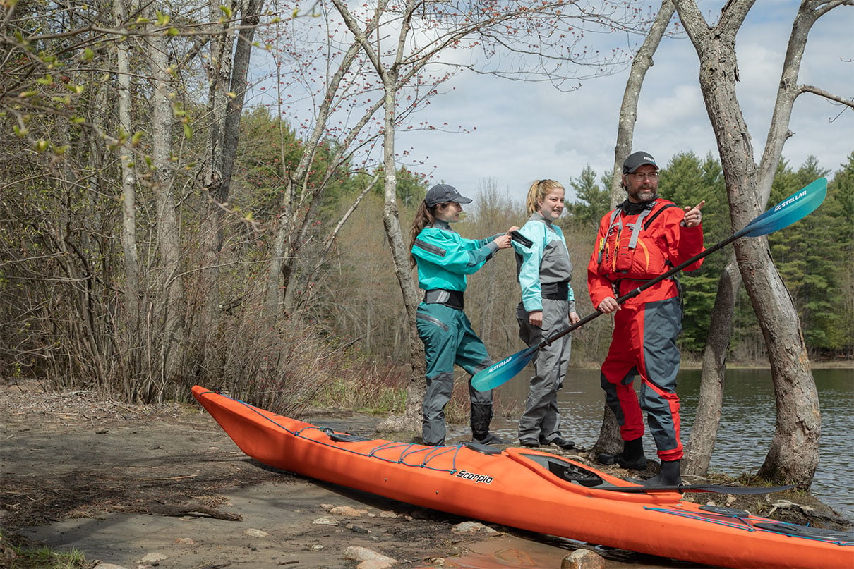 Women's Dry Suit For Kayaking & Water Sports - Tri-Laminate, Waterproof, With Hood & Relief Zipper