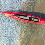 Review: Klepper Folding Kayaks’ Aerius 545 overhead shot of the Klepper Aerius 545 on a beach