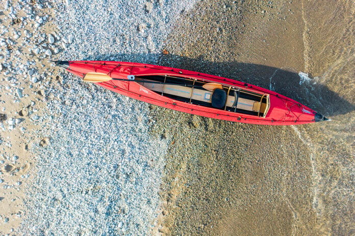 overhead shot of the Klepper Aerius 545 on a beach