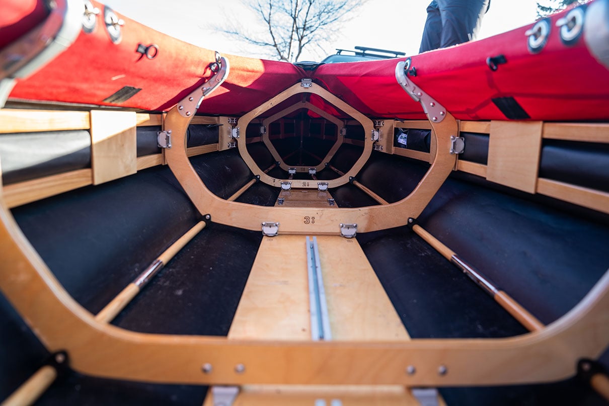 detail of the Klepper Aerius 545's interior and wooden framing