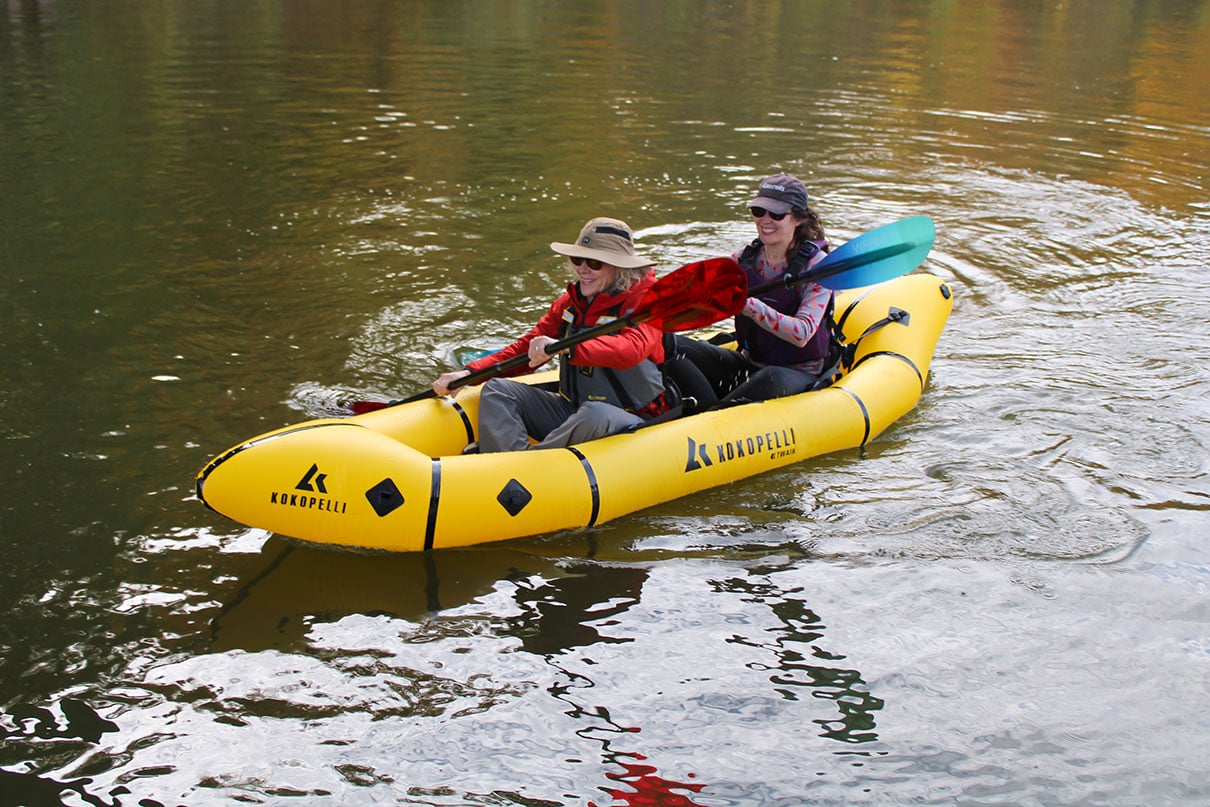 Paddling Magazine editor-in-chief Kaydi Pyette paddles the Kokopelli Twain with a partner