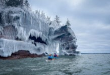 kayakers at an ice cave | image maddy marquardt