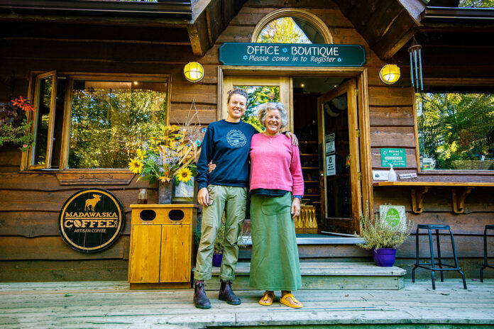 Stefi and Claudia van Wijk outside Madawaska Kanu Centre, based in Ontario’s Ottawa Valley