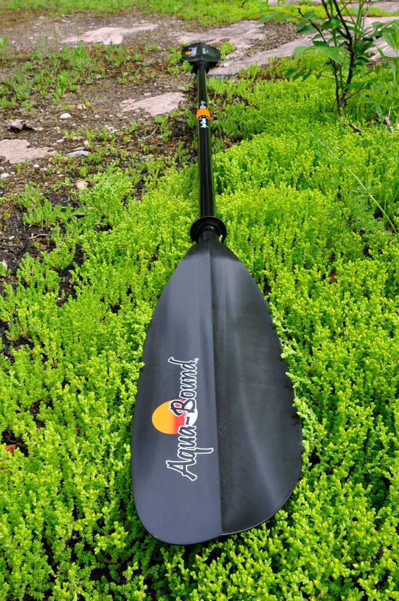 Straight shaft, low-angle Aqua Bound paddle intended for touring