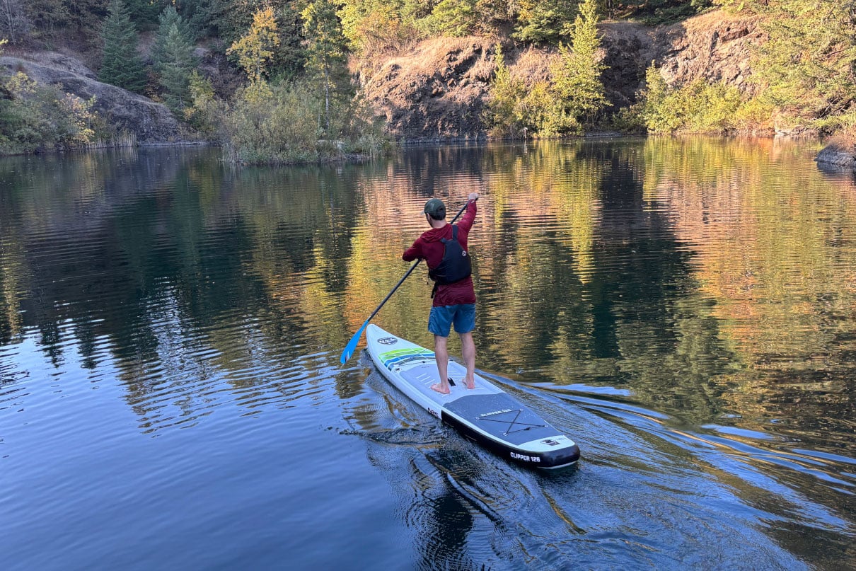 Joe Potoczak paddles the NRS Clipper 126 inflatable SUP