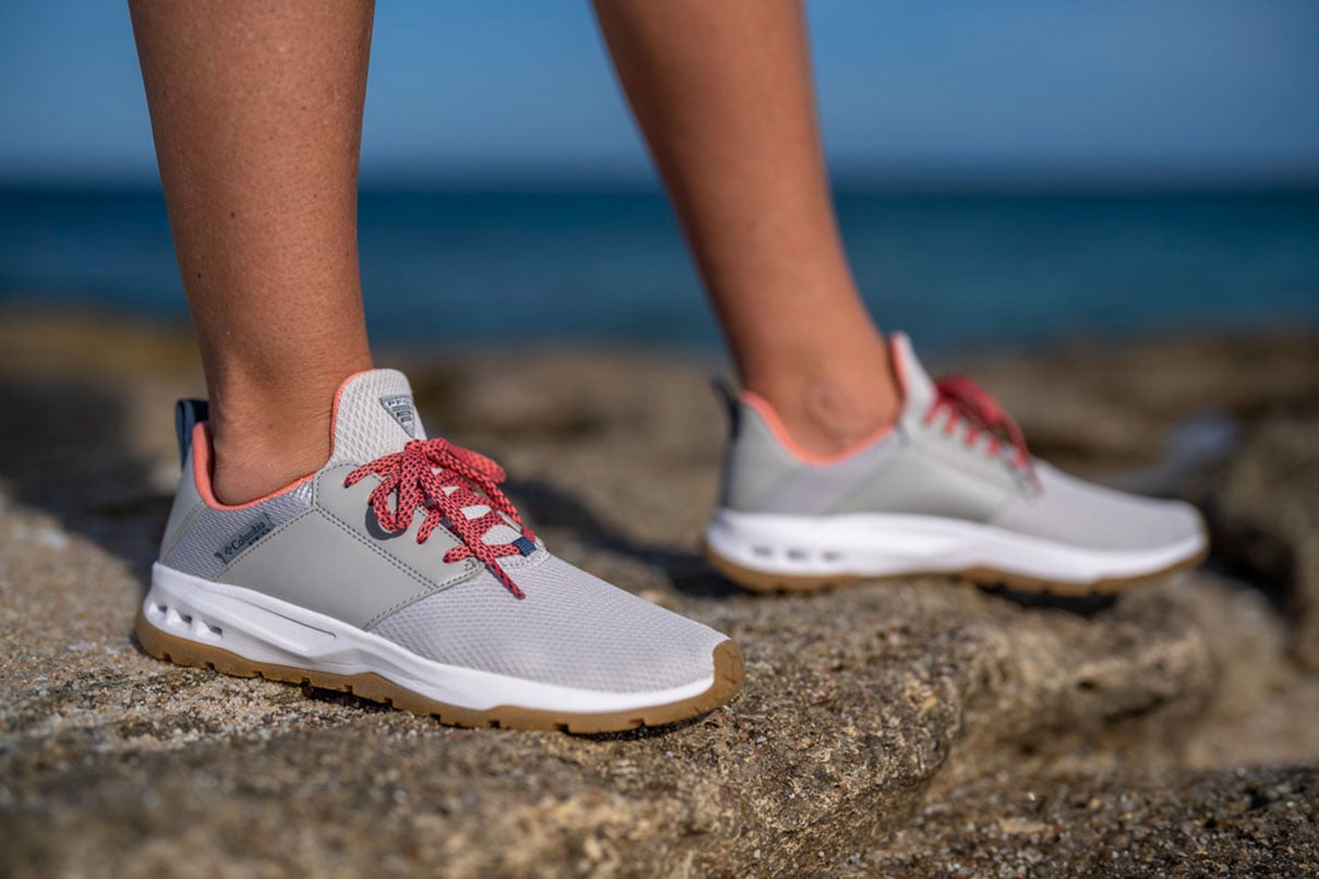 person wearing a pair of Columbia Tamiami water shoes