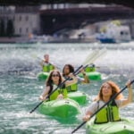 Group kayaking on the Chicago River