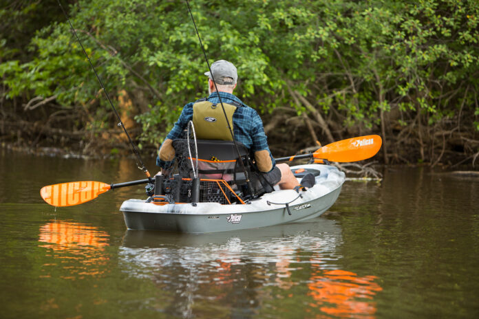Pelican kayak on the water.